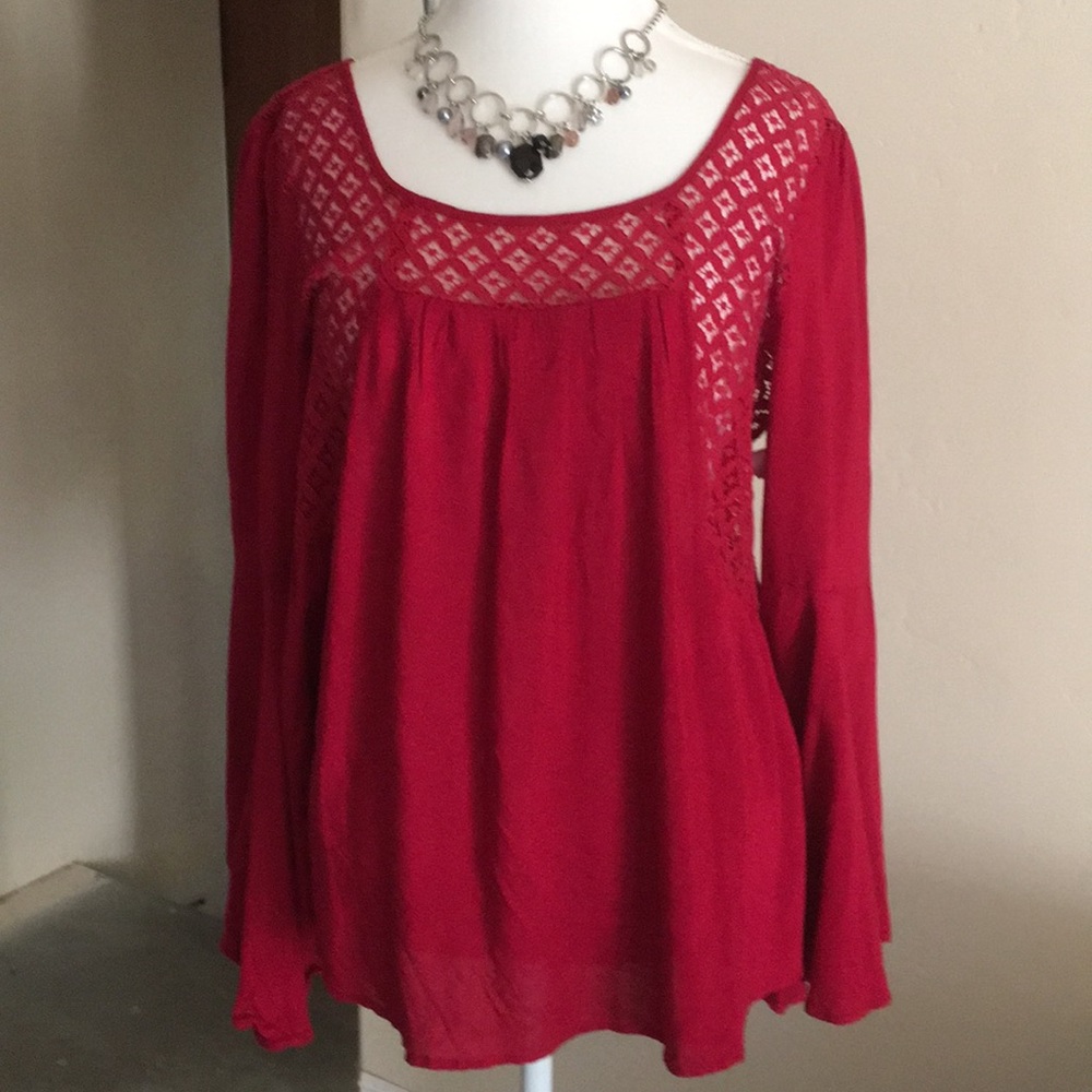REDUCED! Christmas Red Blouse/ Bell Sleeves